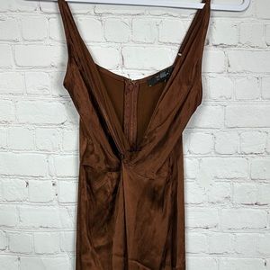 Forever 21 Contemporary‎ bronze satin viscose midi length slip dress, sz XS, NWT
